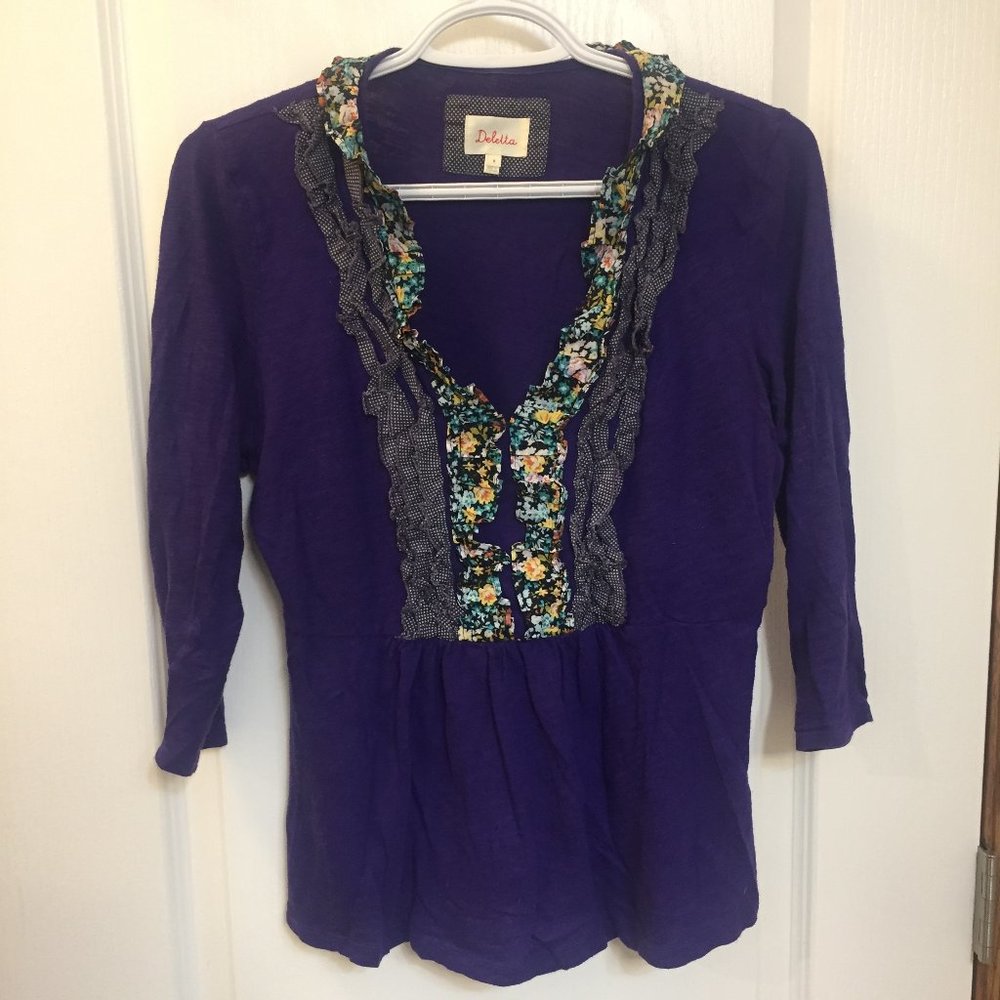 Medium Purple Deletta 3/4 Sleeve Shirt